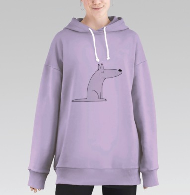 Стилизованная собака в минималистичном стиле, Hoodie Long Oversize Fiolet