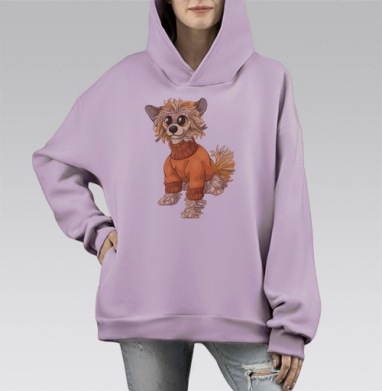 Яркий свитер для собак с высоким воротом, Hoodie Mono Fiolet, оверсайз, утепленная