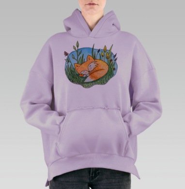 Сонный лис, Hoodie Oversize Fiolet, утепленная