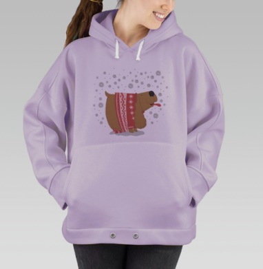 Милый спаниель в зимнем шарфе и носочках, Hoodie Oversize Fiolet