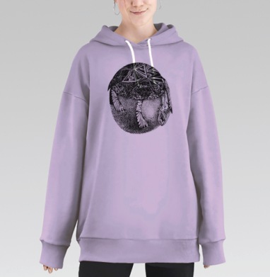 Стилизация черепахи под Lineart, Hoodie Long Oversize Fiolet