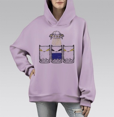 Странная Катейка, Hoodie Mono Fiolet, оверсайз, утепленная