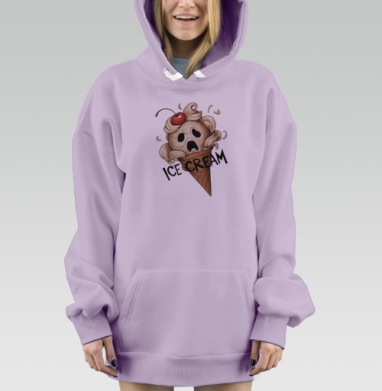 Сюрреалистичный принт Мороженое в крике, Hoodie Mjhigh Dig Mel, Fiolet, утепленная