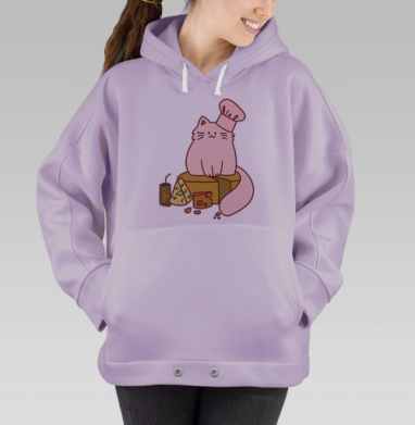 Кот-повар на сырном троне с баночкой КОТОРГЕТИК, Hoodie Oversize Fiolet