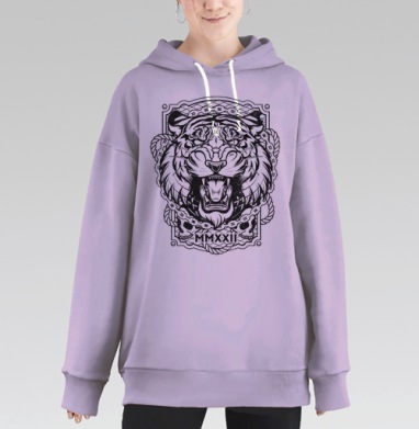 Графический логотип с агрессивным тигром и черепами - Одежда с авторскими принтами