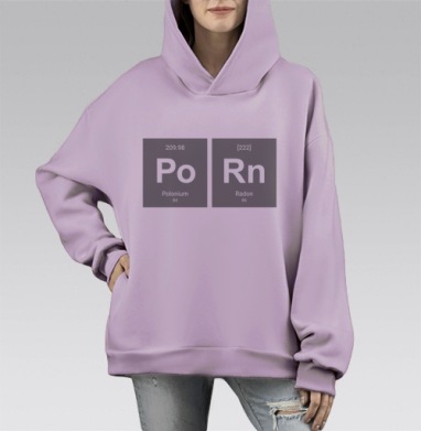 Шутливый постер «Po Rn» в стиле таблицы Менделеева, Hoodie Mono Fiolet, оверсайз, утепленная
