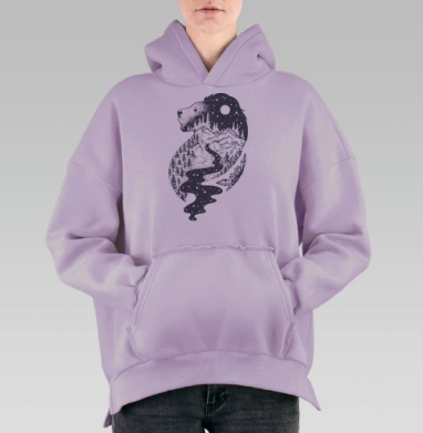Графическое изображение гармонии природы и космоса, Hoodie Oversize Fiolet, утепленная