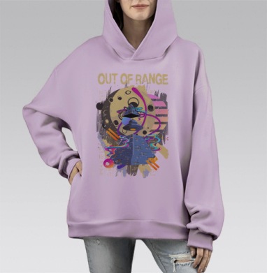 Тайна пирамиды и НЛО: Вне диапазона, Hoodie Mono Fiolet, оверсайз, утепленная
