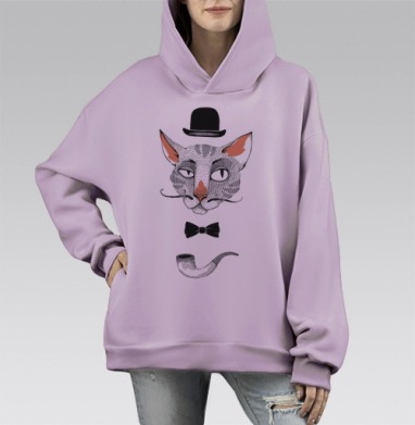 The true gentelman, Hoodie Mono Fiolet, оверсайз, утепленная