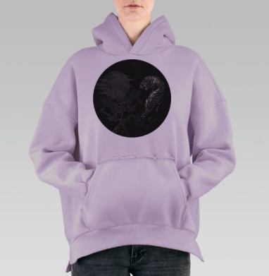 Tiger, Hoodie Oversize Fiolet, утепленная