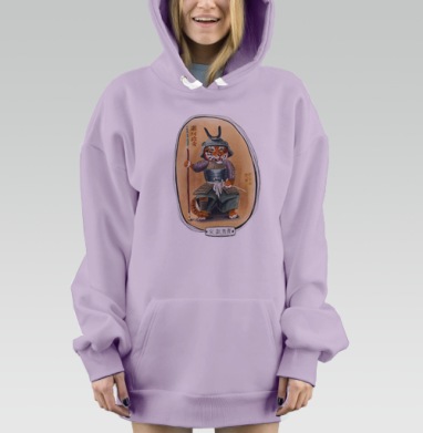 Тигрица-Самурай в стиле Укиё-э – Женская сила и честь, Hoodie Mjhigh Dig Mel, Fiolet, утепленная