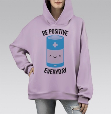 ТОЛЬКО ПОЗИТИВ!, Hoodie Mono Fiolet, оверсайз, утепленная