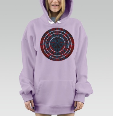 Симметричная фрактальная композиция в красных тонах, Hoodie Mjhigh Dig Mel, Fiolet, утепленная