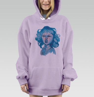 Эмоциональный портрет девочки с гримасой, Hoodie Mjhigh Dig Mel, Fiolet, утепленная