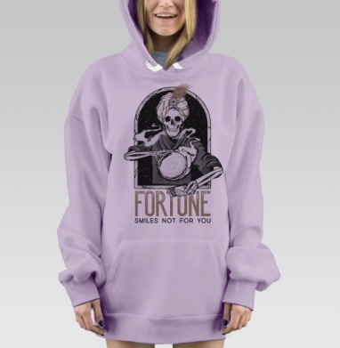 Скелет-гадатель с хрустальным шаром и мистическим тюрбаном, Hoodie Mjhigh Dig Mel, Fiolet, утепленная