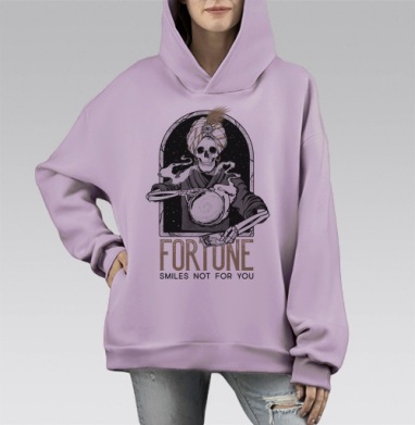 Скелет-гадатель с хрустальным шаром и мистическим тюрбаном, Hoodie Mono Fiolet, оверсайз, утепленная
