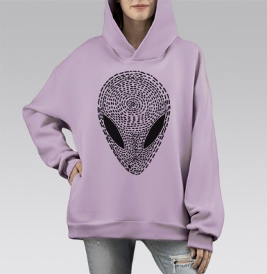 УФО БЛЭК, Hoodie Mono Fiolet, оверсайз, утепленная