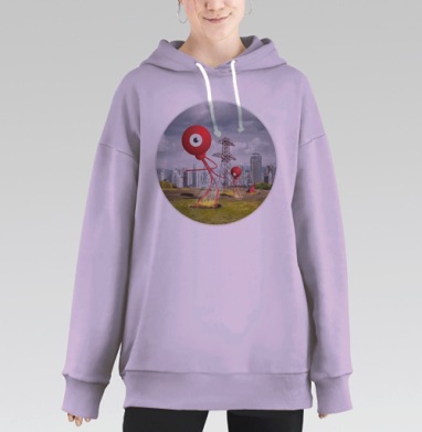 Уверенно оставляющие огненный след на поле одноглазые красные монстры, Hoodie Long Oversize Fiolet