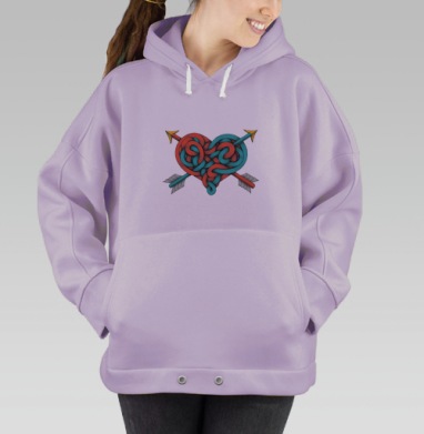 Кельтское сердце с переплетёнными стрелами любви, Hoodie Oversize Fiolet