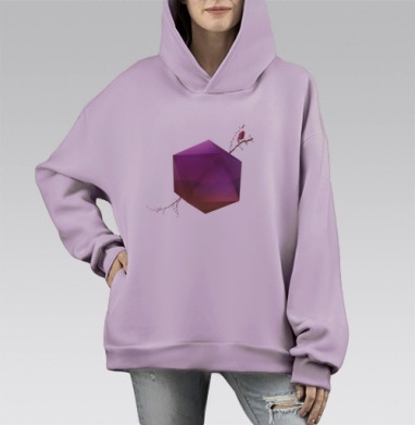 Фантастический чайный стол под лунным кристаллом, Hoodie Mono Fiolet, оверсайз, утепленная