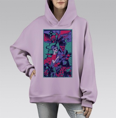 В приключение, Hoodie Mono Fiolet, оверсайз, утепленная