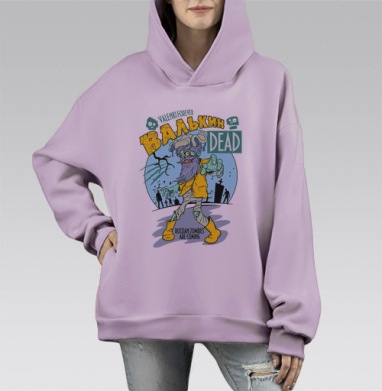 Зомби-старик в валенках наступает, Hoodie Mono Fiolet, оверсайз, утепленная