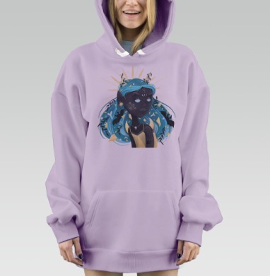 Мистическая женщина с рогами и третьим глазом, Hoodie Mjhigh Dig Mel, Fiolet, утепленная