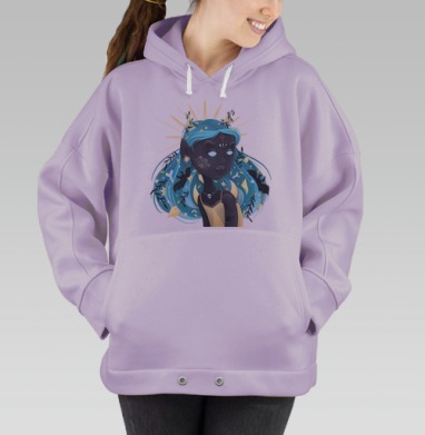 Мистическая женщина с рогами и третьим глазом, Hoodie Oversize Fiolet