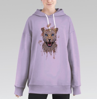 Яростный Леопард с Ледяным Взглядом, Hoodie Long Oversize Fiolet