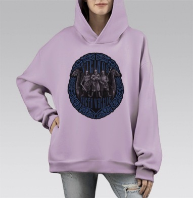 Викинги Северный Воин — героическая эмблема клана, Hoodie Mono Fiolet, оверсайз, утепленная