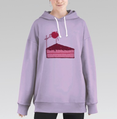 Вишенка в прыжке через торт, Hoodie Long Oversize Fiolet