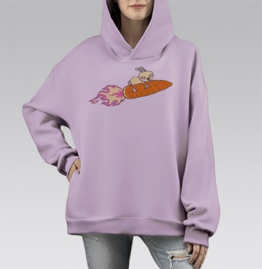 Волшебный корнеплод, Hoodie Mono Fiolet, оверсайз, утепленная