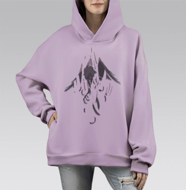 Ворон, Hoodie Mono Fiolet, оверсайз, утепленная