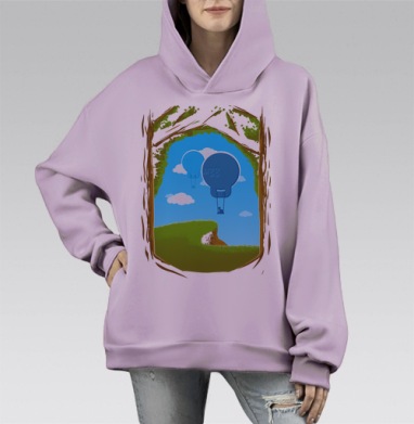 Воздушность.., Hoodie Mono Fiolet, оверсайз, утепленная