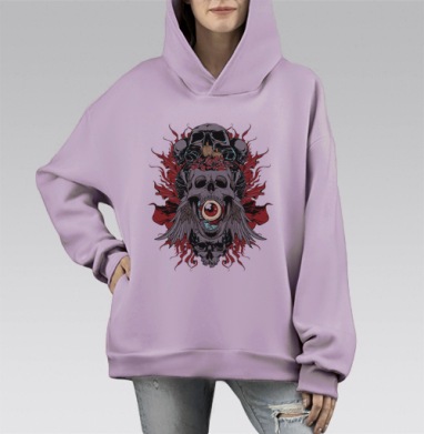 Всевидящий взгляд, Hoodie Mono Fiolet, оверсайз, утепленная