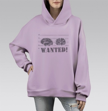 WANTED!, Hoodie Mono Fiolet, оверсайз, утепленная