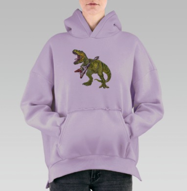 Хэви метал динозавр, Hoodie Oversize Fiolet, утепленная