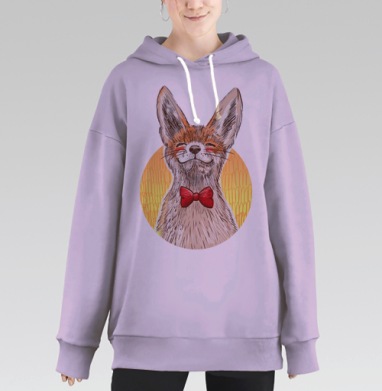 Очаровательный фенек в красной бабочке, Hoodie Long Oversize Fiolet