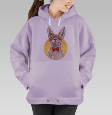 Очаровательный фенек в красной бабочке, Hoodie Oversize Fiolet