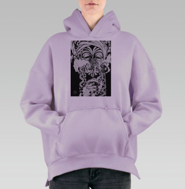 Мистическая маска интроспекции и медитации, Hoodie Oversize Fiolet, утепленная