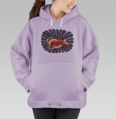 Японские тату тигр, Hoodie Oversize Fiolet