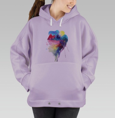 Медитативная акварель абстракция природы, Hoodie Oversize Fiolet