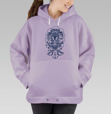 Винтажный пиратский череп с усами и саблями, Hoodie Oversize Fiolet