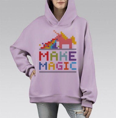 ЮНИКОРН, Hoodie Mono Fiolet, оверсайз, утепленная