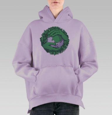 Защитник Земли: экосимвол заботы и природы, Hoodie Oversize Fiolet, утепленная