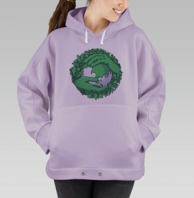 Защитник Земли: экосимвол заботы и природы, Hoodie Oversize Fiolet
