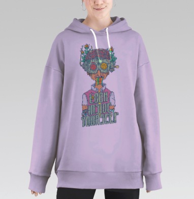 Сюрреалистичный нео-поп портрет с радужной жидкостью, Hoodie Long Oversize Fiolet