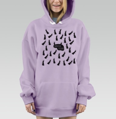 Заи́чатки разума: абстрактный арт с кроликами, Hoodie Mjhigh Dig Mel, Fiolet, утепленная