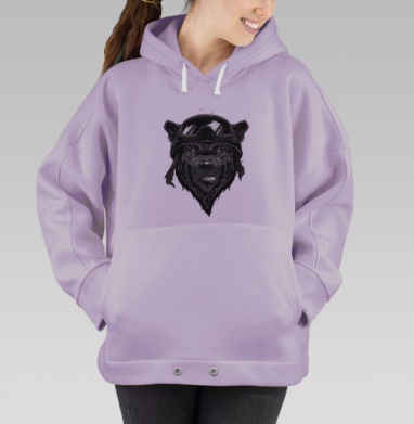 Медведь-воин в боевом шлеме и очках, Hoodie Oversize Fiolet