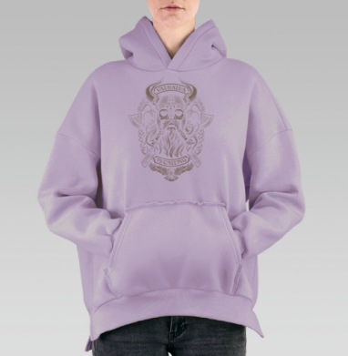 Футболка с принтом «Valhalla is Calling» Викинг, Hoodie Oversize Fiolet, утепленная